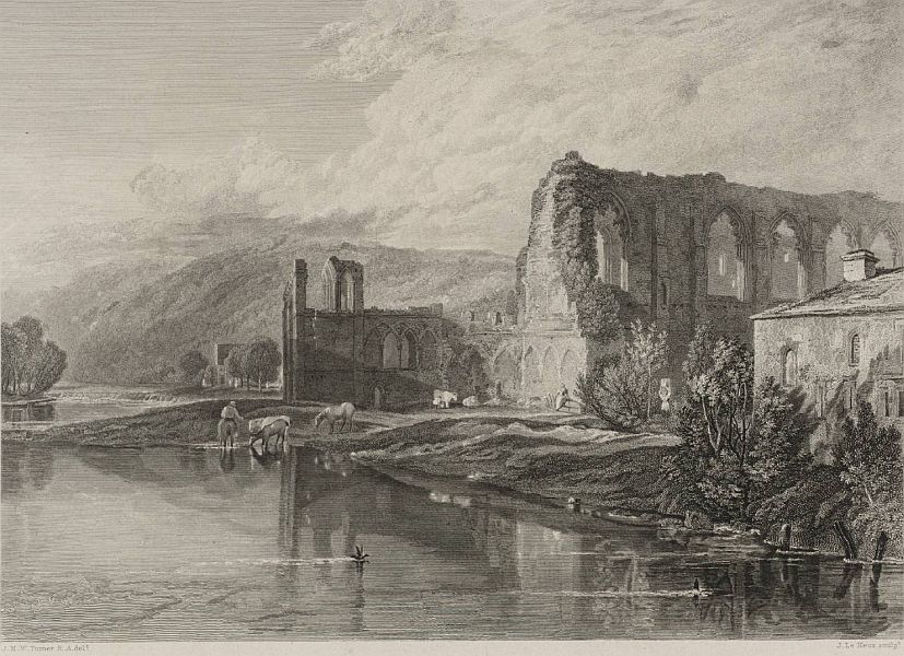 Joseph Mallord William Turner: St Agatha’s Abbey, Easby, Stich von J. Le Keux, 1822